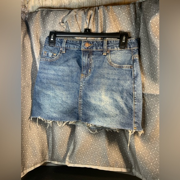 No Boundaries Women’s Medium Wash Casual Denim Mini Skirt SZ XXS (00) 90s retro - Picture 1 of 6